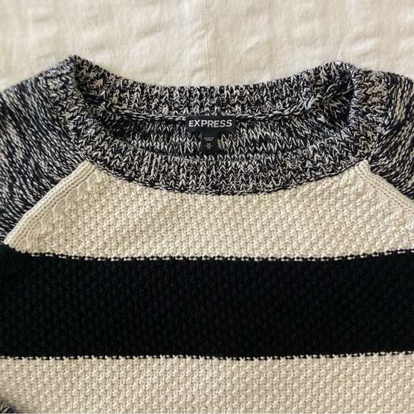 Express Black & White Color-blocked Striped Knit Sweater - Picture 8 of 15